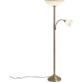 QAZQA Lampadaire classique bronze avec verre opale 2 lumières - Katarina