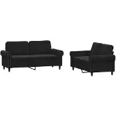 vidaXL Ensemble de canapés 2 pièces avec coussins Noir velours