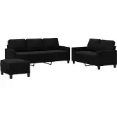 vidaXL Ensemble de canapés 3 pièces avec coussins Noir velours