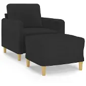vidaXL Fauteuil avec pouf Noir 60 cm Tissu