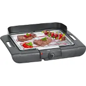 Clatronic Barbecue de table | Barbecue avec grille chromée | Barbecue de table avec boîtier Cool Touch | Barbecue électrique avec protection contre le vent | BQ 3507