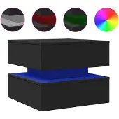 vidaXL Table basse avec lampes LED Noir 50x50x40 cm
