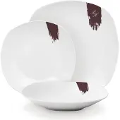 Berlinger Haus Set d'assiettes manger 18 pices Leonardo Collection blanc-bourgogne