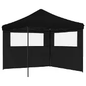 vidaXL Tente de réception pliable Pop-Up avec 2 parties latérales noire
