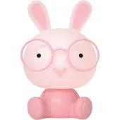 Luxus Europe - Lampe de chevet pour enfant, motif lapin rose - Veilleuse LED sans fil pour enfants - Rechargeable par USB-C