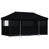 vidaXL Tente de réception pliable Pop-Up avec 4 panneaux latéraux noir