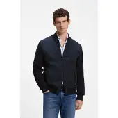 BOSS Veste hybride en maille de coton avec col bomber