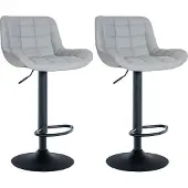 CLP - Ensemble de 2 tabourets de bar Tover, pivotants à 360° et réglables en hauteur | Couleur : gris | Matériau : similicuir