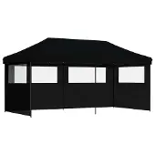vidaXL Tente de réception pliable Pop-Up avec 3 parties latérales noire
