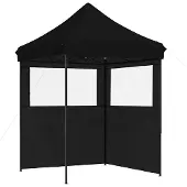 vidaXL Tente de réception pliable Pop-Up avec 2 parties latérales noire
