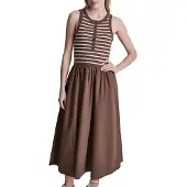 DKNY Henley Sleeveless Short Dress Marron M Femme