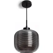 LEDKIA Suspension Métal Et Verre Beryl Gris Fumée