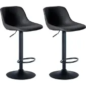 CLP - Ensemble de 2 tabourets de bar de style industriel, avec dossier et rotation à 360°, couleur noire, revêtus en similicuir