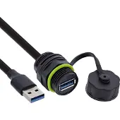 InLine Connecteur USB-A , IP68, blindé, femelle vers mâle, 50 cm