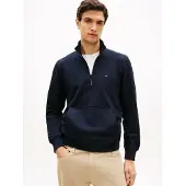 Tommy Hilfiger Sweat-shirt 'Flag Embroidery Quarter-zip' bleu marine