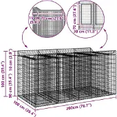 vidaXL Jardinière surélevée en gabions, 2 pièces, 200 x 100 x 100 cm, acier galvanisé