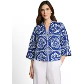 Tom Tailor Chemisier bleu foncé / blanc