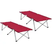 vidaXL Lit de camping pliable, 2 pièces, rouge, 194 x 62,5 x 42,5 cm