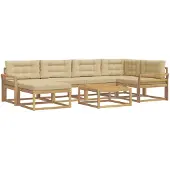 vidaXL Ensemble de salon de jardin 7 pièces, blanc et beige