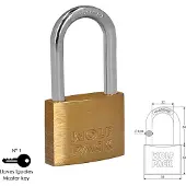 AFT Cadenas en laiton à boucle longue, à fermeture identique, 40 mm. No.1