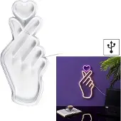 Home Deco Factory Lampe - - Signe Coeur - LED - Effet Néon - Jaune et Rose