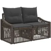 vidaXL Canapé de jardin 2 places, gris, en polyrotin