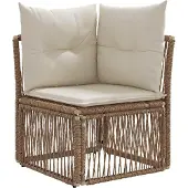 vidaXL Canapé d'angle en polyrotin beige
