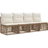 vidaXL Canapé 4 places, 4 pièces, beige, en polyrotin