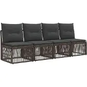vidaXL Canapé 4 places, 4 pièces, gris, en polyrotin