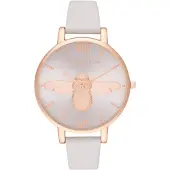 Olivia Burton Montre - - OB16AM158 - Cadran Argenté - Bracelet en Cuir - Étanchéité 3 ATM