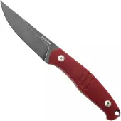 GiantMouse GMF2-P-R, Blackwashed N690, Red G10, Black Leather Sheath, couteau fixe