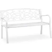 Relaxdays Banc de jardin 10036721_0 blanc métal 124,5 cm