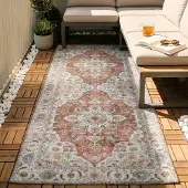 FRAAI Tapis de couloir lavable | Domingo Mandala terra | 80x350cm | Terracotta | Tapis de couloir | Tapis