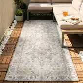 FRAAI Tapis de couloir lavable | Domingo Mandala Blanc | 80x350cm | Blanc | Tapis de couloir | Tapis