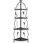 Relaxdays Étagère d'angle en métal , étagère à plantes sur pied avec 4 tablettes, dimensions : 113 x 30 x 30 cm, style vintage, noir