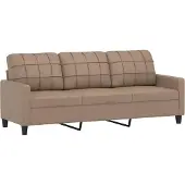 vidaXL Ensemble de canapés 3 pièces avec coussins Cappuccino-Brun Similicuir