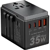 Dudao A35Pro 35W EU/ UK/ AUS/ US/ JP Travel Adapter Black