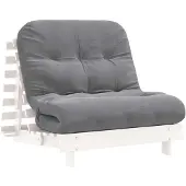 vidaXL Futon Canapé-lit avec matelas Blanc 90x206x11 Pin massif