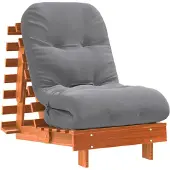 vidaXL Futon Canapé-lit avec matelas Marron 60x206x11 Pin massif