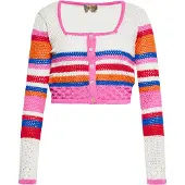 Mymo Cardigan bleu / orange / rose / blanc cassé