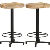 Syfax Tabourets de bar lot de 2 66 cm bois de manguier massif
