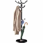 Casaria Porte-manteau noir 37x37x175cm avec base en marbre