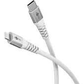 Goobay 74521 Lightning vers USB-C Câble textile supersoft avec connecteurs métalliques, 3 m, 3 m, blanc - Câble de charge et de synchronisation élégant et extra-robuste, MFi, pour Application