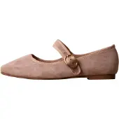 Super Mode Ballerine - - Brides Boucle - Kaki/Beige - Synthétique - Bout rond
