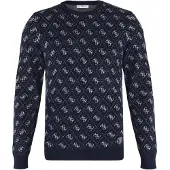 GUESS Pull-over 'MARTIN' bleu foncé / blanc cassé