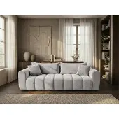Sofiland COSMO LUXURY Canapé Droit Convertible 240cm Tissu Texturé Beige-gris