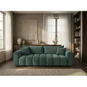 Sofiland COSMO LUXURY Canapé Droit Convertible 240cm Tissu Texturé vert foncé