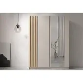 AX Living Armoire beige avec miroir, 150 cm, modèle Beralto à lamelles