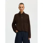 Selected Sia Full Zip Sweater Marron S Femme