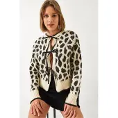 Bianco Lucci Cardigan écru / brun foncé / noir
